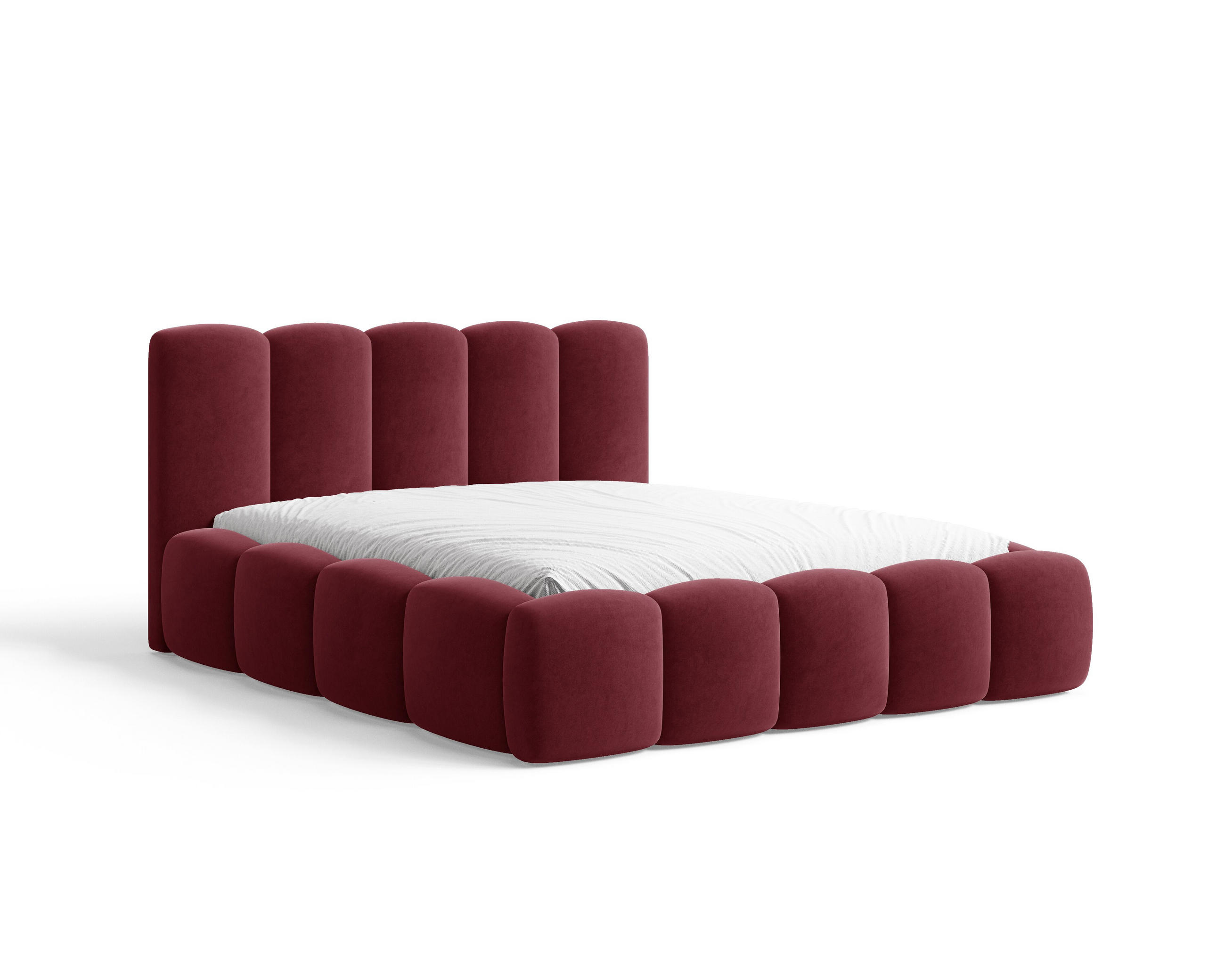 POLSTERBETT 18 - 140x200 cm – Riviera – Gepolstertes Bett mit Metall-Lattenrost - Bordeaux, Holz (140/200cm) - ROYAL24_MARKT