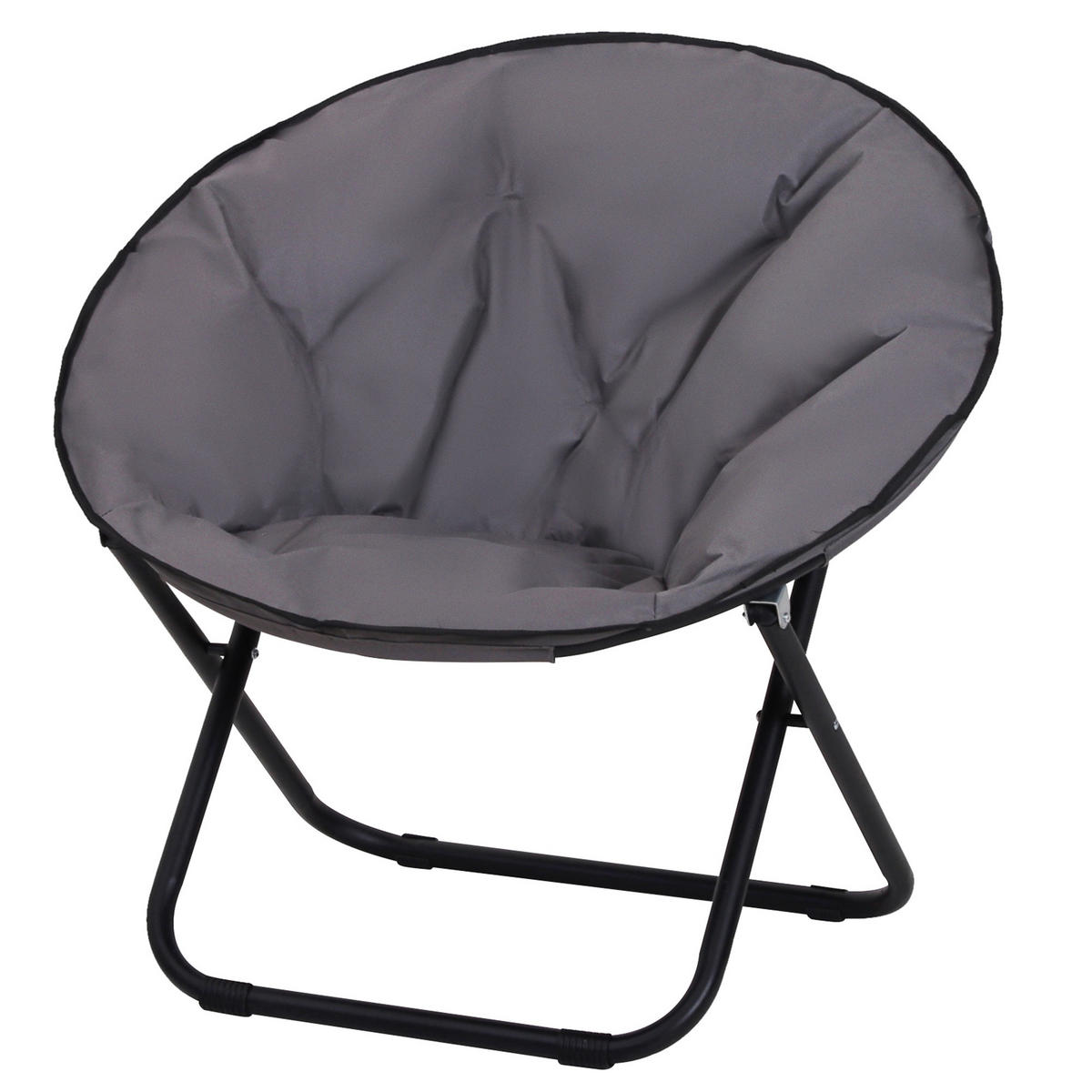 GARTENKLAPPSESSEL DE-17757 mit 600D Oxford-Kissen Grau - Grau, Metall (80/75/80cm) - ComfortXL