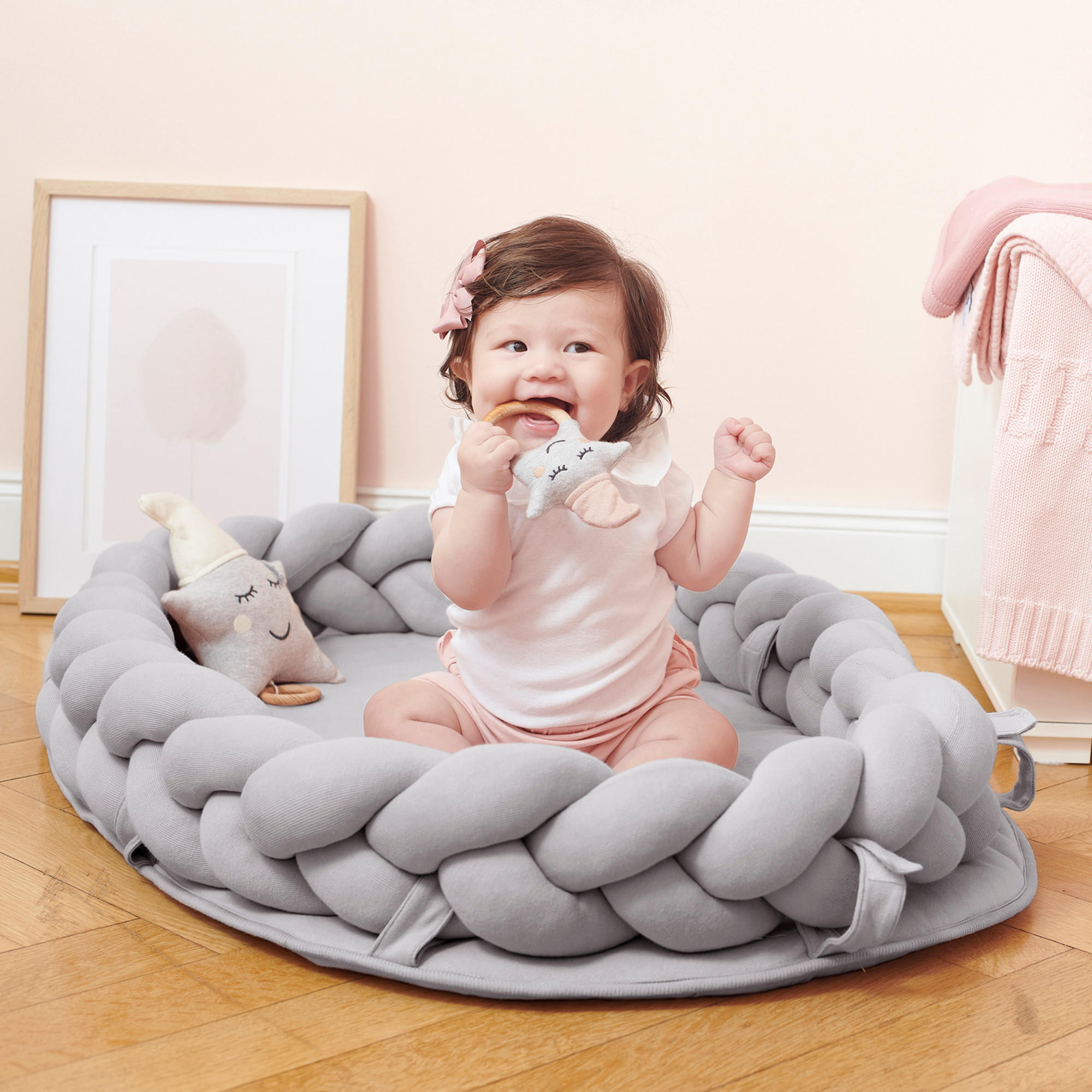 BABY Nest geflochten Grau - Grau, Textil (60/90cm) - nordic coast company