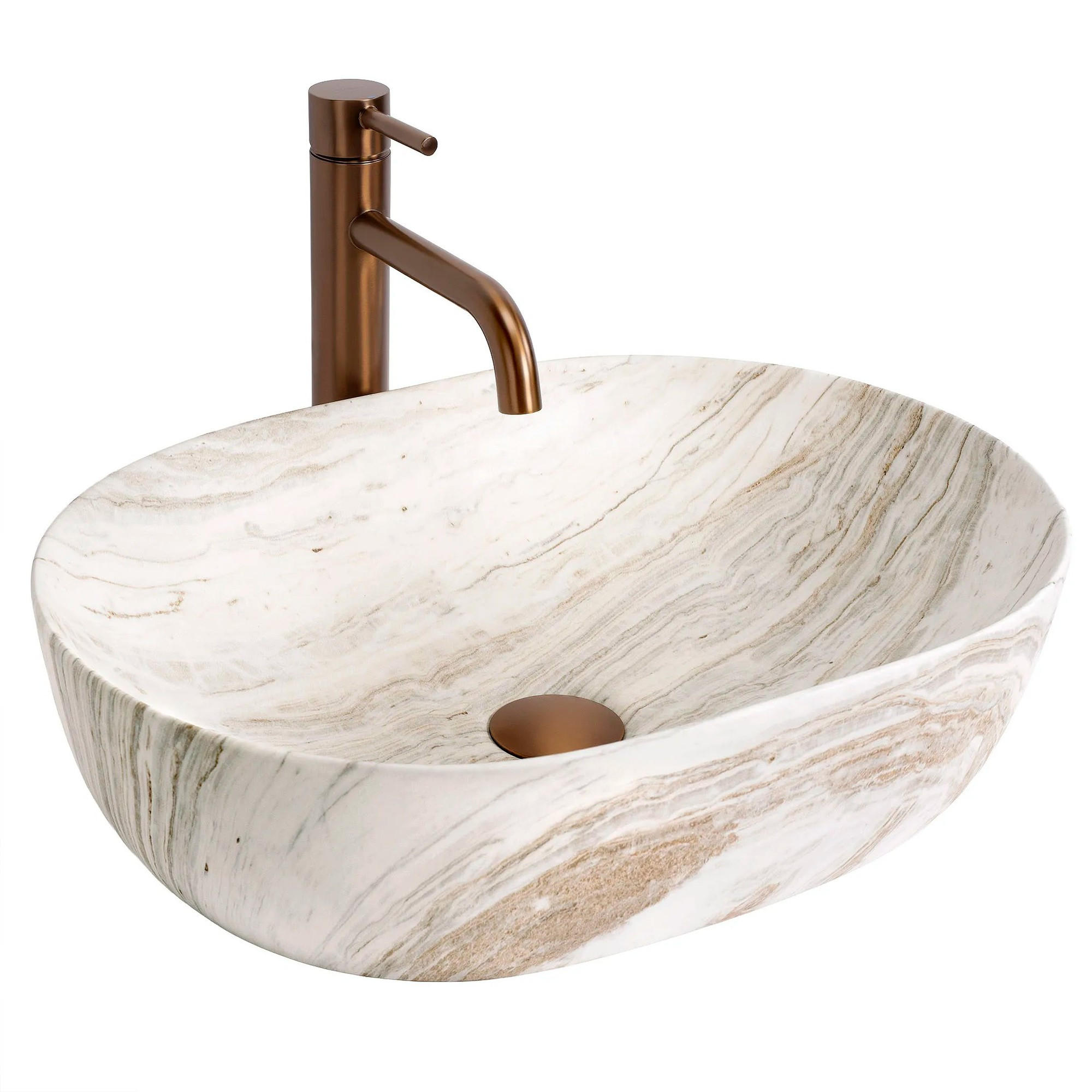 AUFSATZWASCHBECKEN Rea Amelia Saturn 48 - Beige, Keramik (34.5/13.5/48cm) - REA