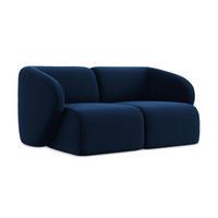 2-SITZER-SOFA Samt Stoff Blau - Türkis/Schwarz, Holzwerkstoff/Kunststoff (174/75/94cm) - LaMiaSofa