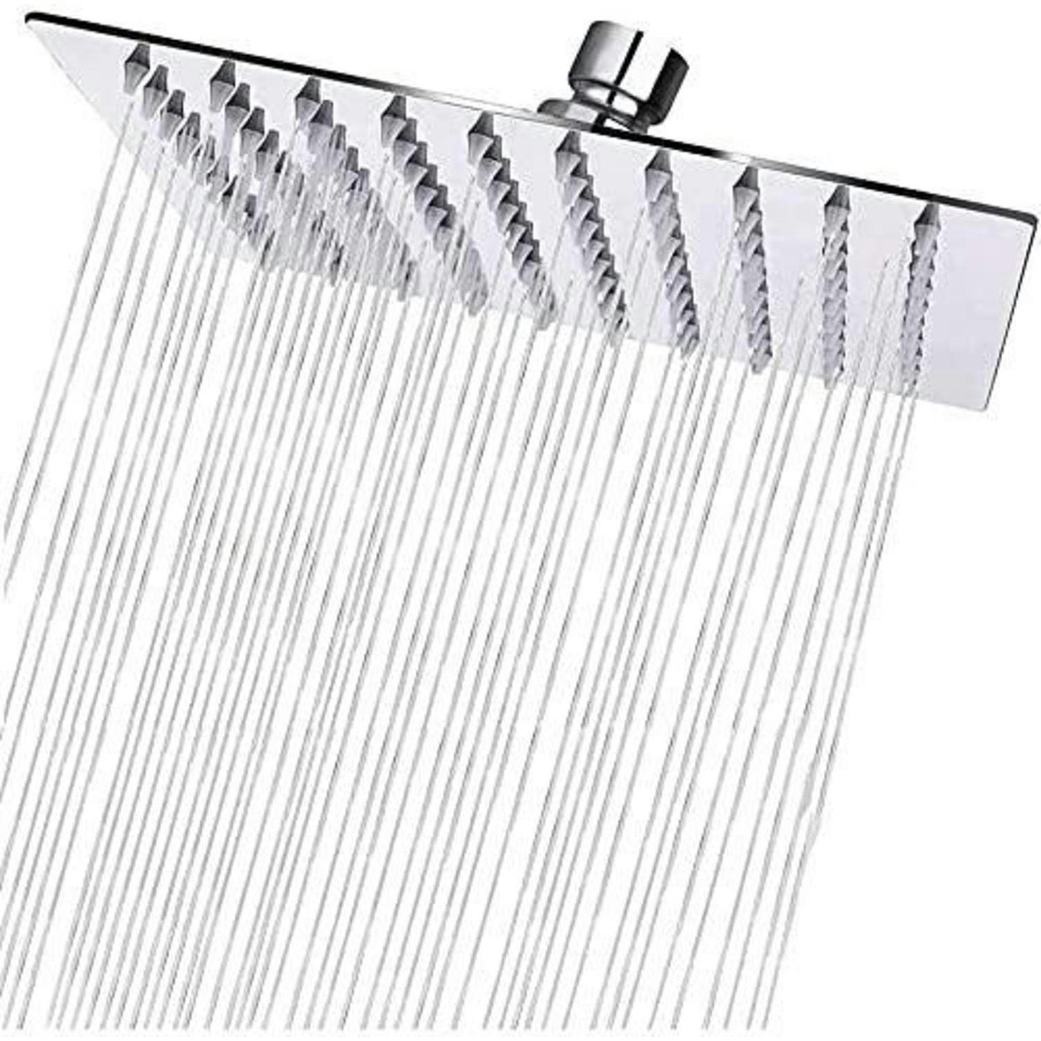 DUSCHKOPF Regendusche 20 cm Eckig Edelstahl Chrom - Silberfarben, Metall (20/12.7/20cm)