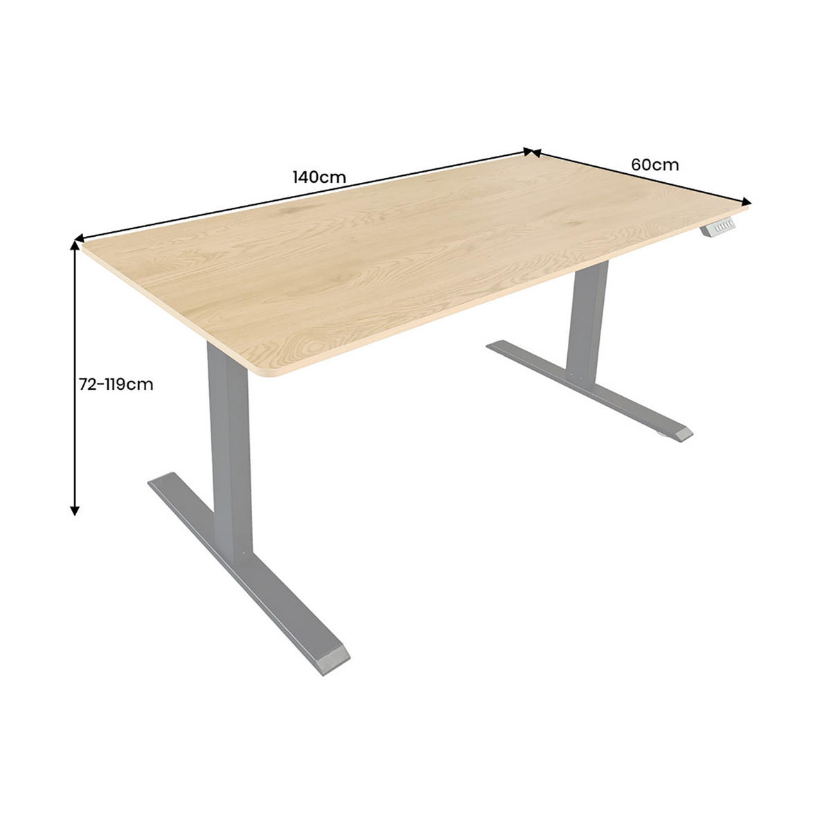 SCHREIBTISCH OAK DESK Schichtholz Natur 140 cm - Schwarz/Naturfarben, Holzwerkstoff/Metall (60/140/72cm) - riess-ambiente