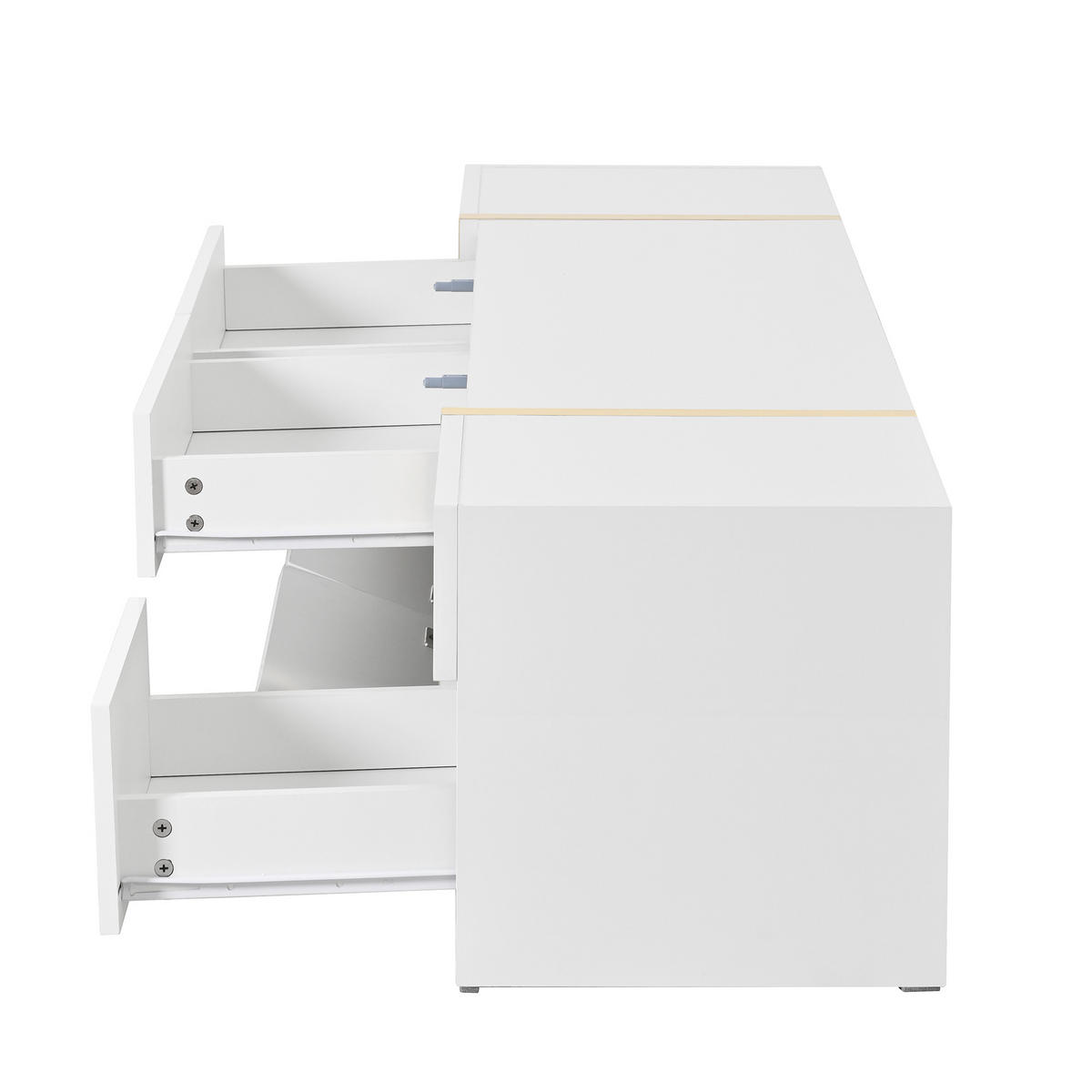 LOWBOARD in Weiß TV-Schrank mit Schubladen und Türen für Wohnzimmer, B180/T40/H38 cm - Weiß, Holzwerkstoff (180/38/40cm) - STILVORA