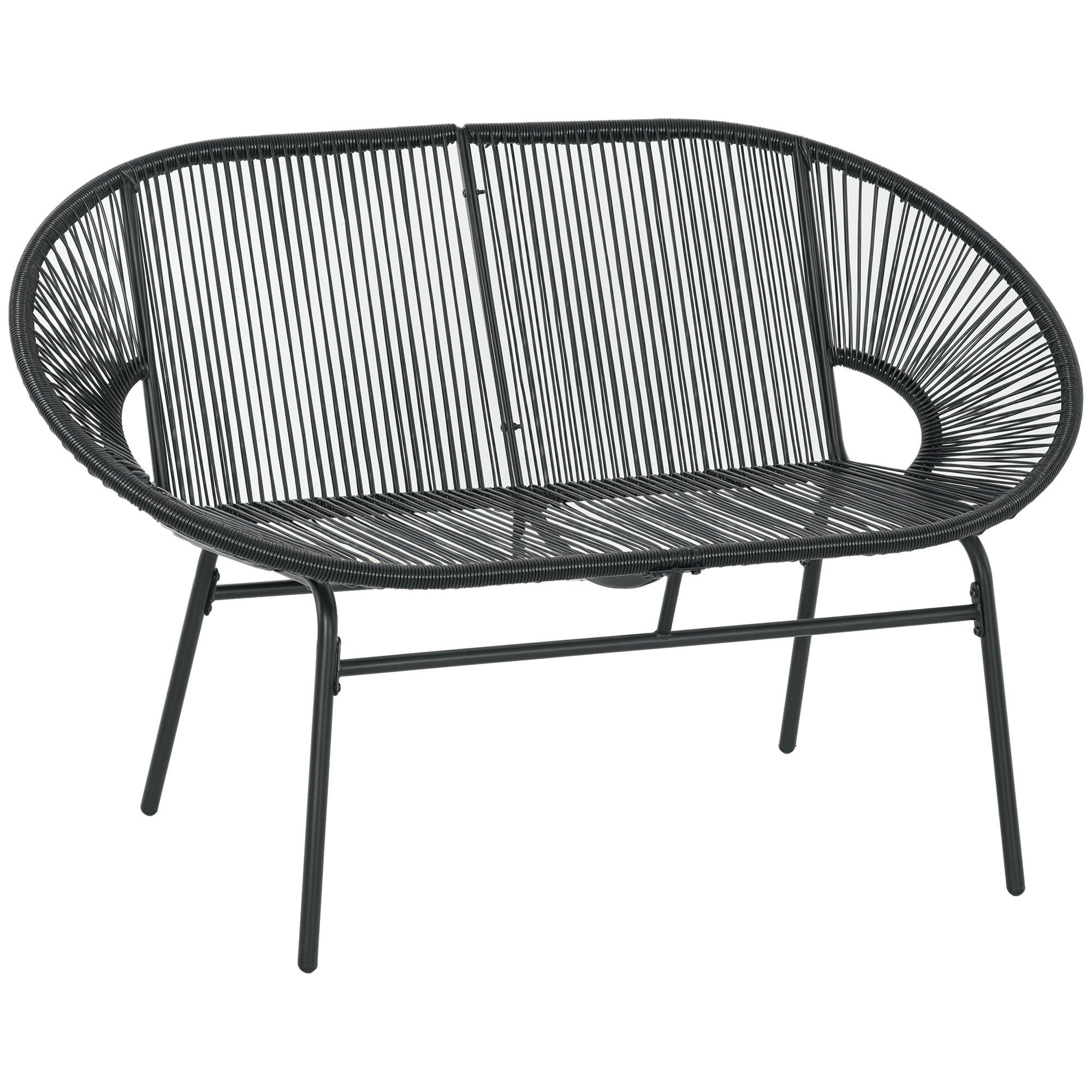 RATTANSESSEL DE-06701 Boho-Stil, Relaxsessel Schwarz - Schwarz, Kunststoff/Metall (72/83/132cm) - ComfortXL