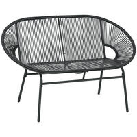 RATTANSESSEL DE-06701 Boho-Stil, Relaxsessel Schwarz - Schwarz, Kunststoff/Metall (72/83/132cm) - ComfortXL