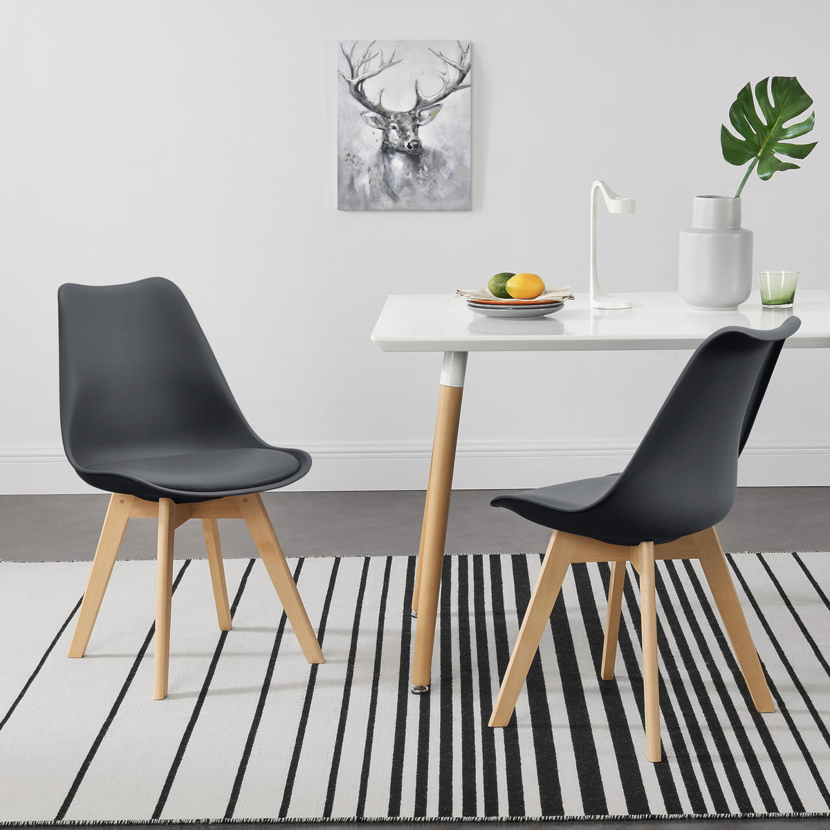 ESSZIMMERSTUHL-SET 6 TLG. Fläten - Grau, Leder (49/81/57cm) - [en.casa]