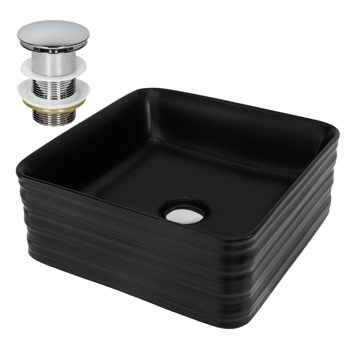 WASCHBECKEN - Schwarz, Keramik (39/15/39cm) - ML-DESIGN