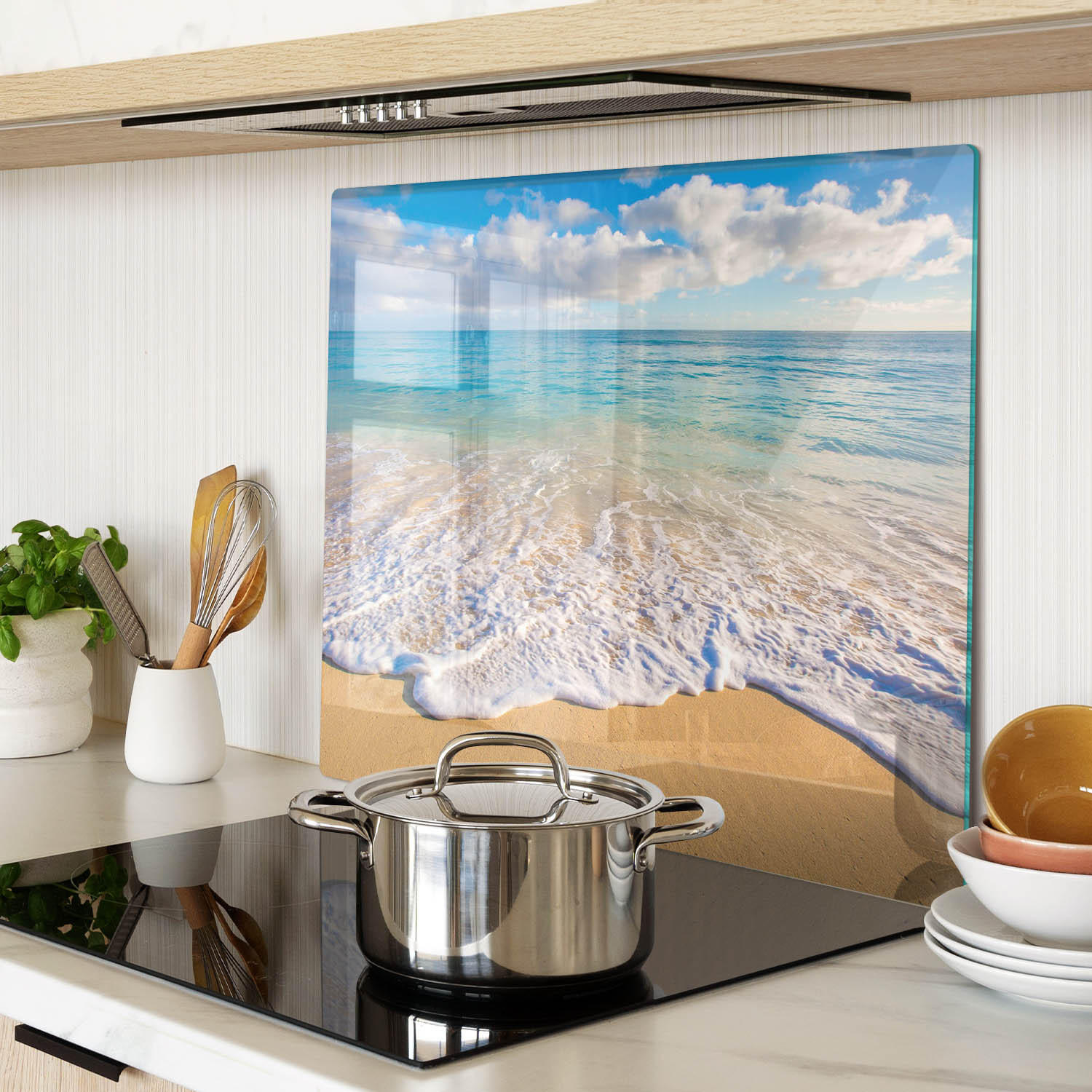 GLASPLATTE 60x52 cm Hawaii-Strand - Blau, Glas (60/0.4/52cm) - TULUP