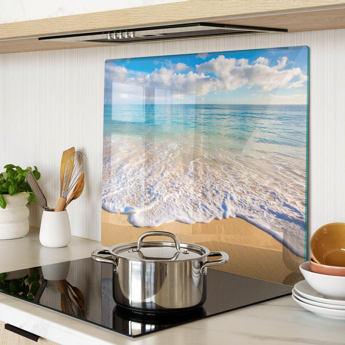 GLASPLATTE 60x52 cm Hawaii-Strand - Blau, Glas (60/0.4/52cm) - TULUP