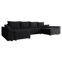 WOHNLANDSCHAFT Dante U Cord - Schwarz, Holz/Kunststoff (310/82/140cm) - MIRJAN24