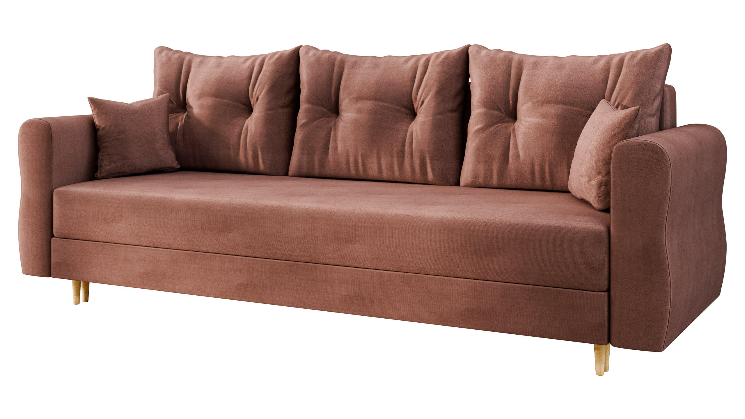 SCHLAFSOFA Zako S 3 - Dunkelrosa/Naturfarben, Holz/Textil (231/85/77cm) - MIRJAN24