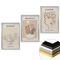 WANDBILDER 3er Set - 40x60 cm Silberner Rahmen - Moderne Pflanzenlinien - Silberfarben, Kunststoff (40/60cm) - ArtPrintCave