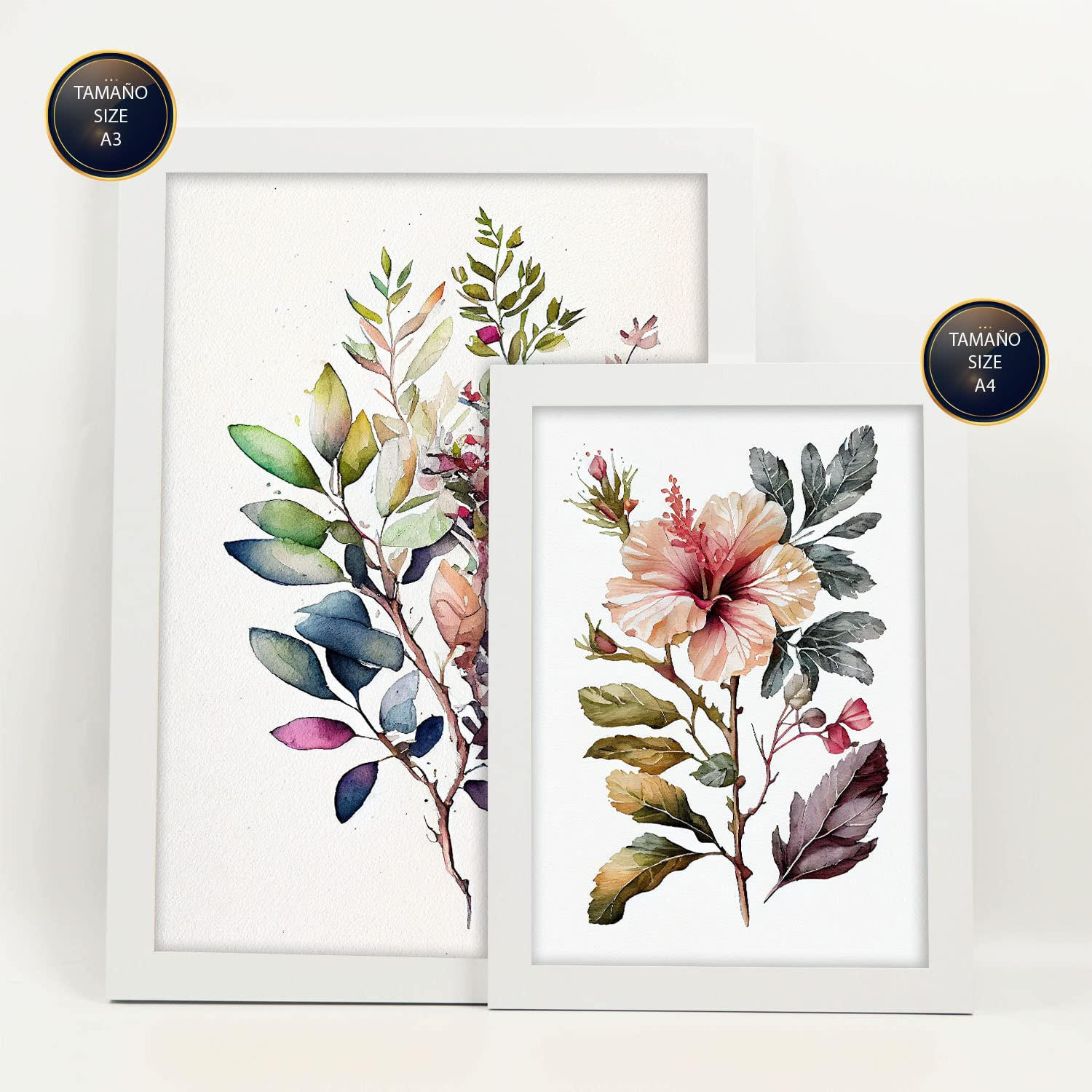 POSTER Set Mit 6 Landblumen Vollfarbige Natur Und Botanikdrucke Mit Blumenmotiven Auf Reinweißen Hintergründen Innenarchitektur A3 & A4 Weißer Rahmen - Weiß, Papier (29/3cm) - Nacnic