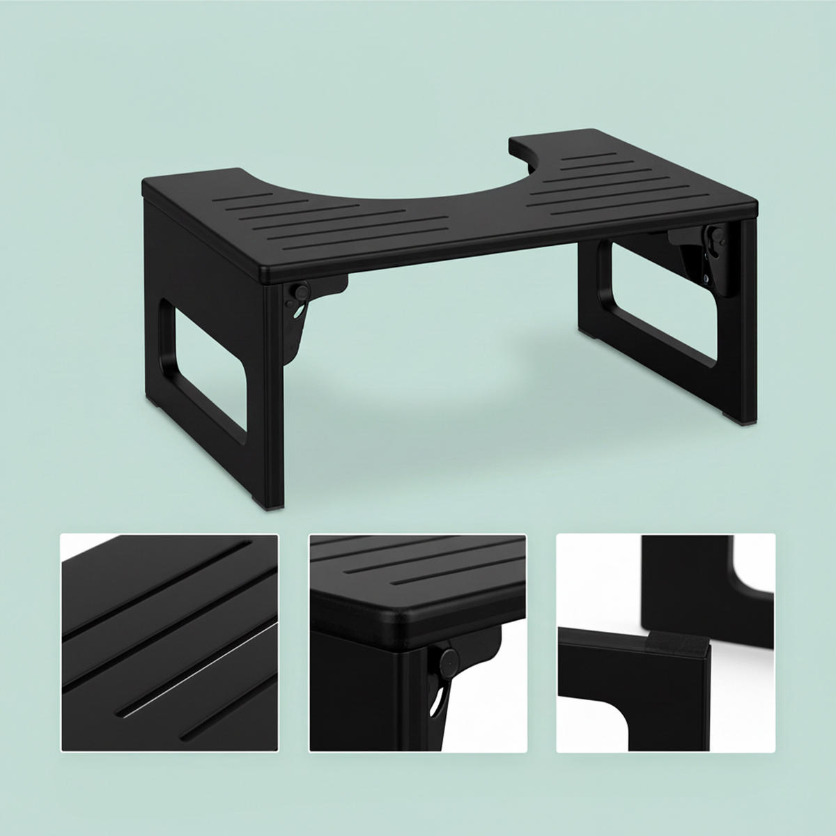 TOILETTENHOCKER - Schwarz, Holz/Kunststoff (43/18/27.5cm) - Relaxdays