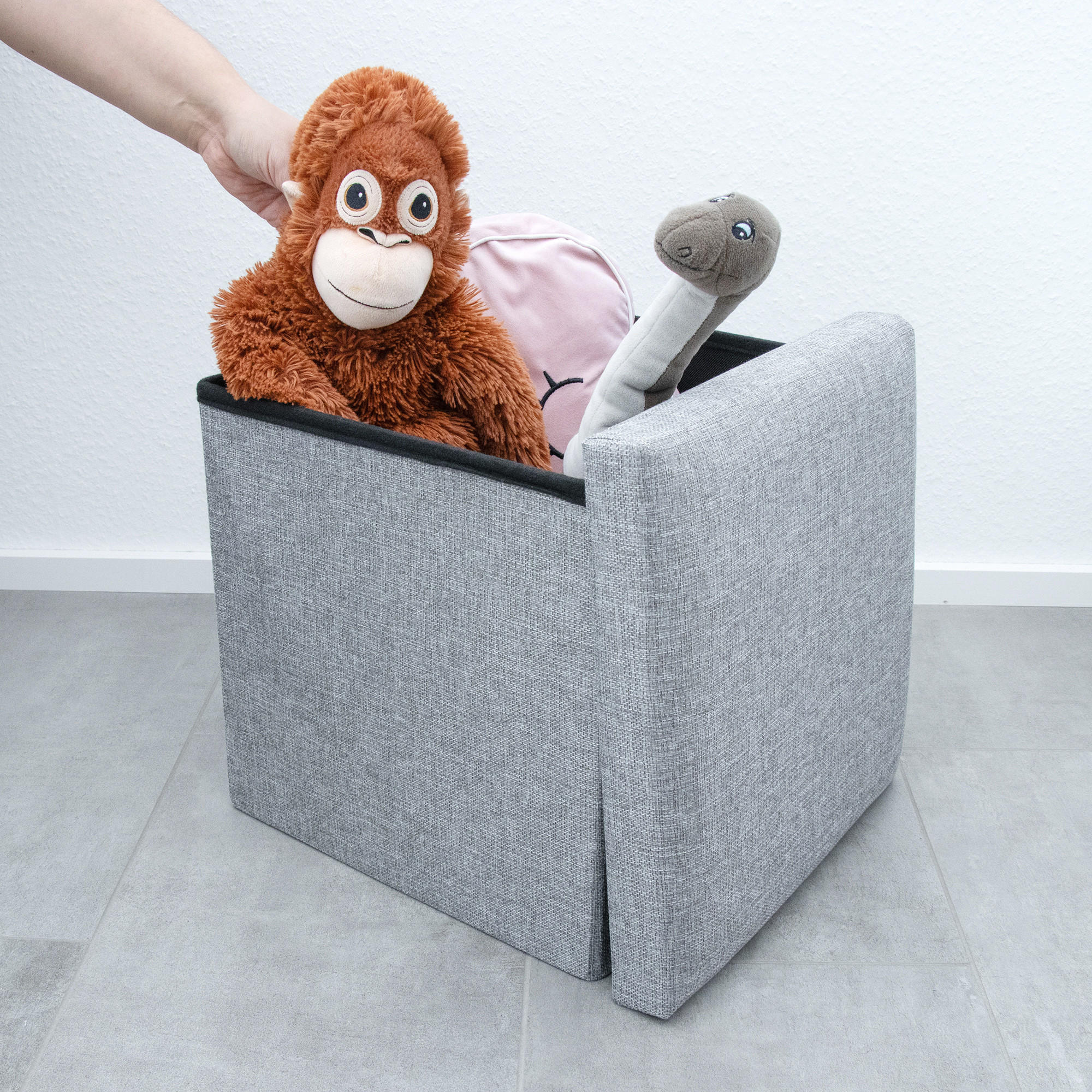SITZBOX mit Stauraum 30/30/30 cm (Grau) - Grau, Textil (38/38/38cm) - Intirilife