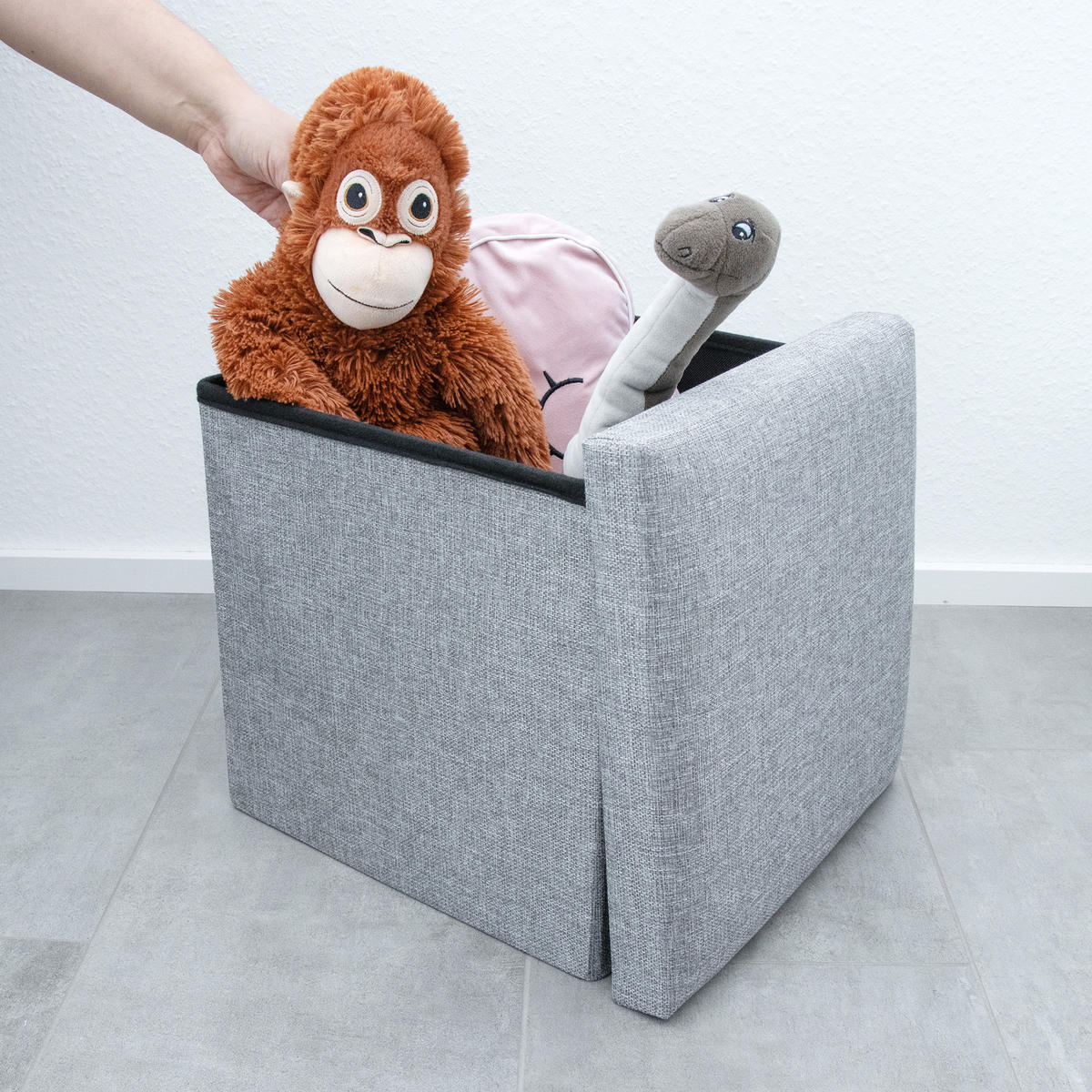 SITZBOX mit Stauraum 30/30/30 cm (Grau) - Grau, Textil (38/38/38cm) - Intirilife