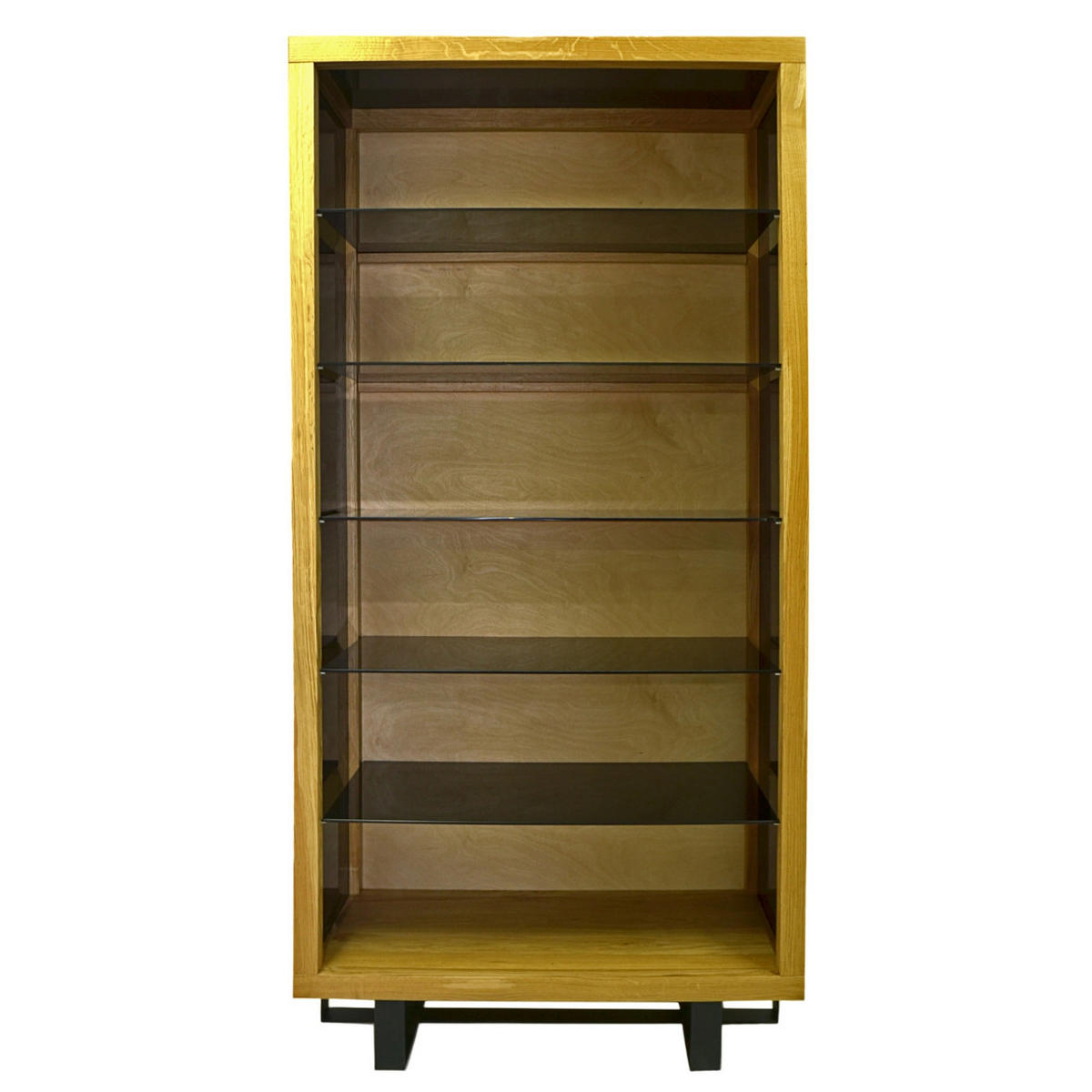 EICHEN-VITRINE Regal für Wohnzimmer und Arbeitsbüro MOCCA - Eichefarben, Holz (100/200/40cm) - Rawood Furniture