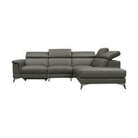ECKSOFA Planet Echtleder Greige - Greige, Leder/Metall (256/232cm)