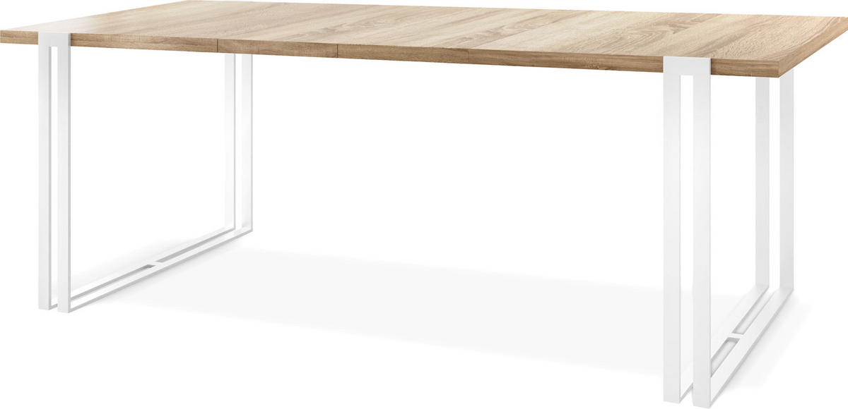 ESSTISCH Lilo rechteckig ausziehbar, Sonoma Eiche 140-240/80/76 cm - Braun/Weiß, Holzwerkstoff/Metall (80/240/76cm) - WFL GROUP