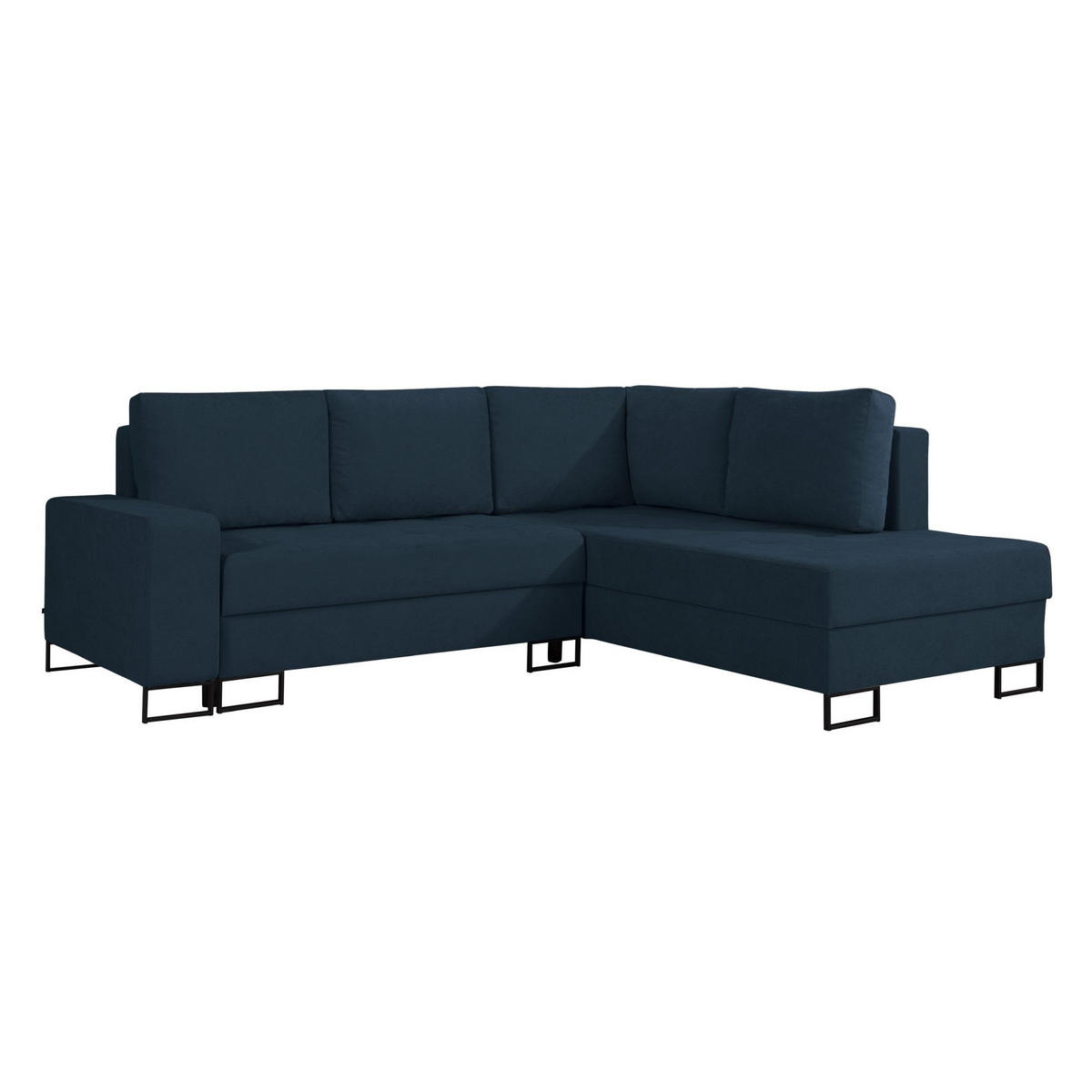 ECKSOFA Larelle Dunkelblau Chenille 245 cm - Schwarz/Dunkelblau, Textil/Metall (200/245cm) - Selsey