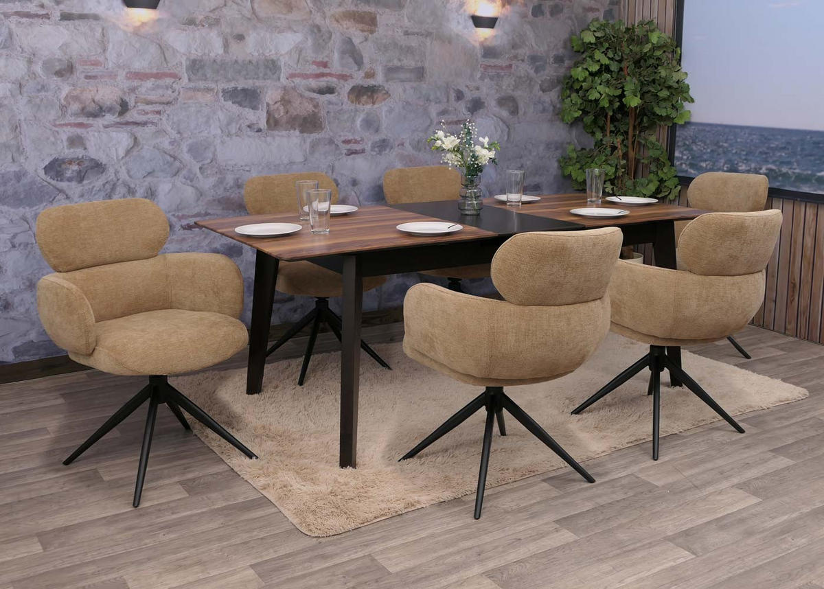 ESSZIMMERSTUHL Braun 6er-Set - Braun, Textil (61/86/69cm) - MCW