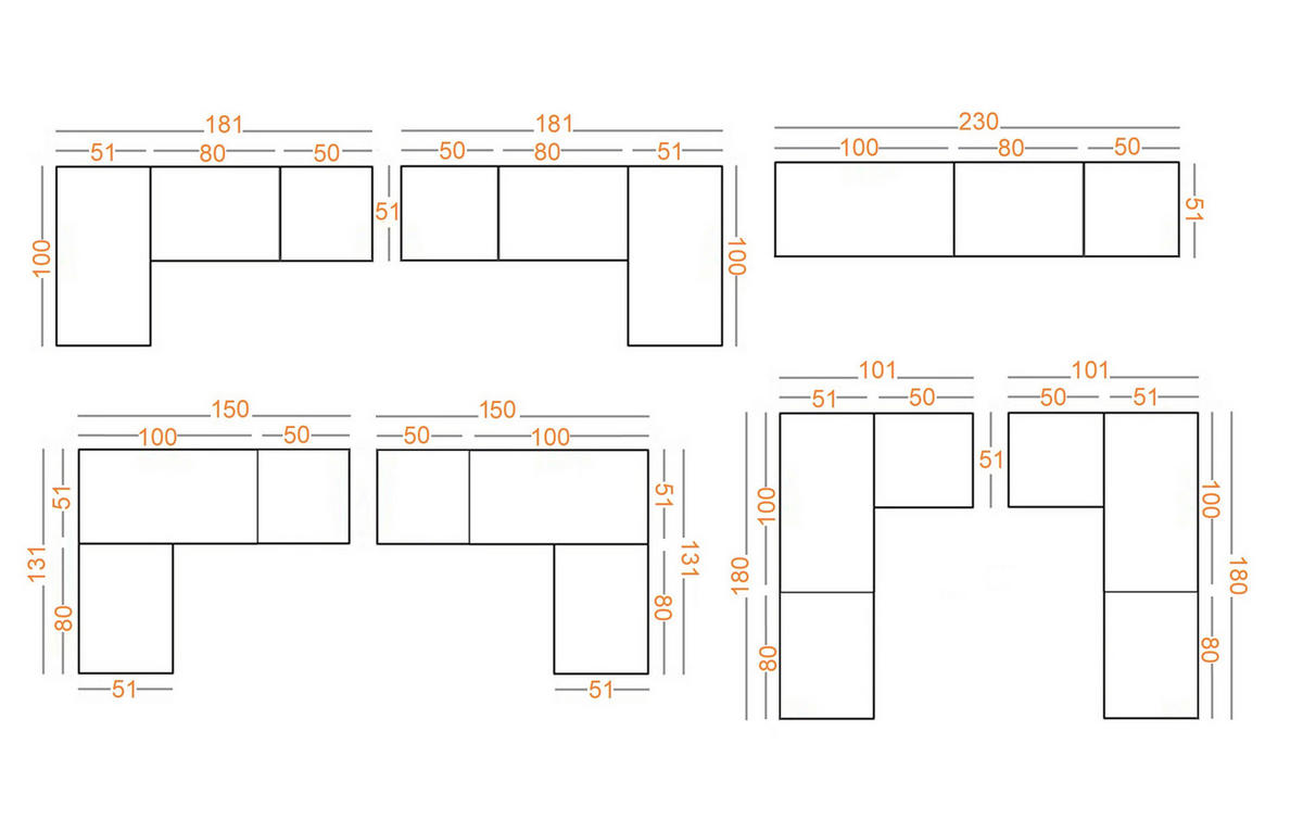 GARDEROBENSCHRANK OFFEN TRES M/C CASHMERE 230/206/51 cm - Kaschmir, Holzwerkstoff (230/206/51cm) - Marmex Möbel