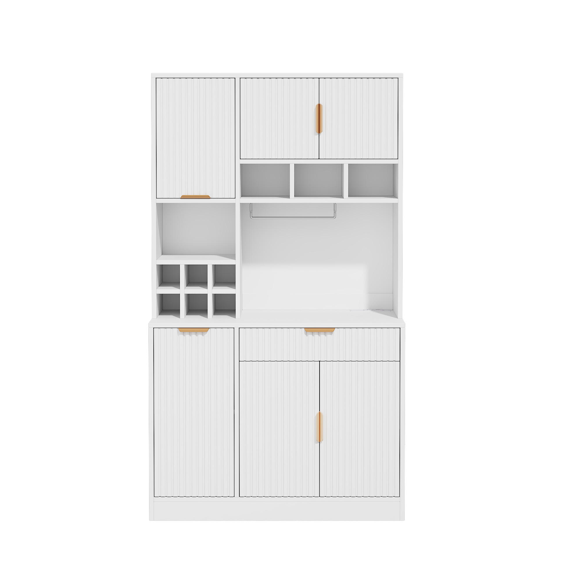 BUFFETSCHRANK DE-38598 100/40/175 cm integrierte Steckdose und Weinablage Weiß - Weiß, Holzwerkstoff (100/175/40cm) - ComfortXL