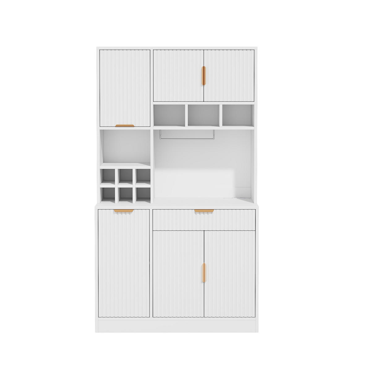BUFFETSCHRANK Hochschrank Steckdose USB Weinablage Weiß - Weiß, Holzwerkstoff (100/175/40cm) - FLIEKS