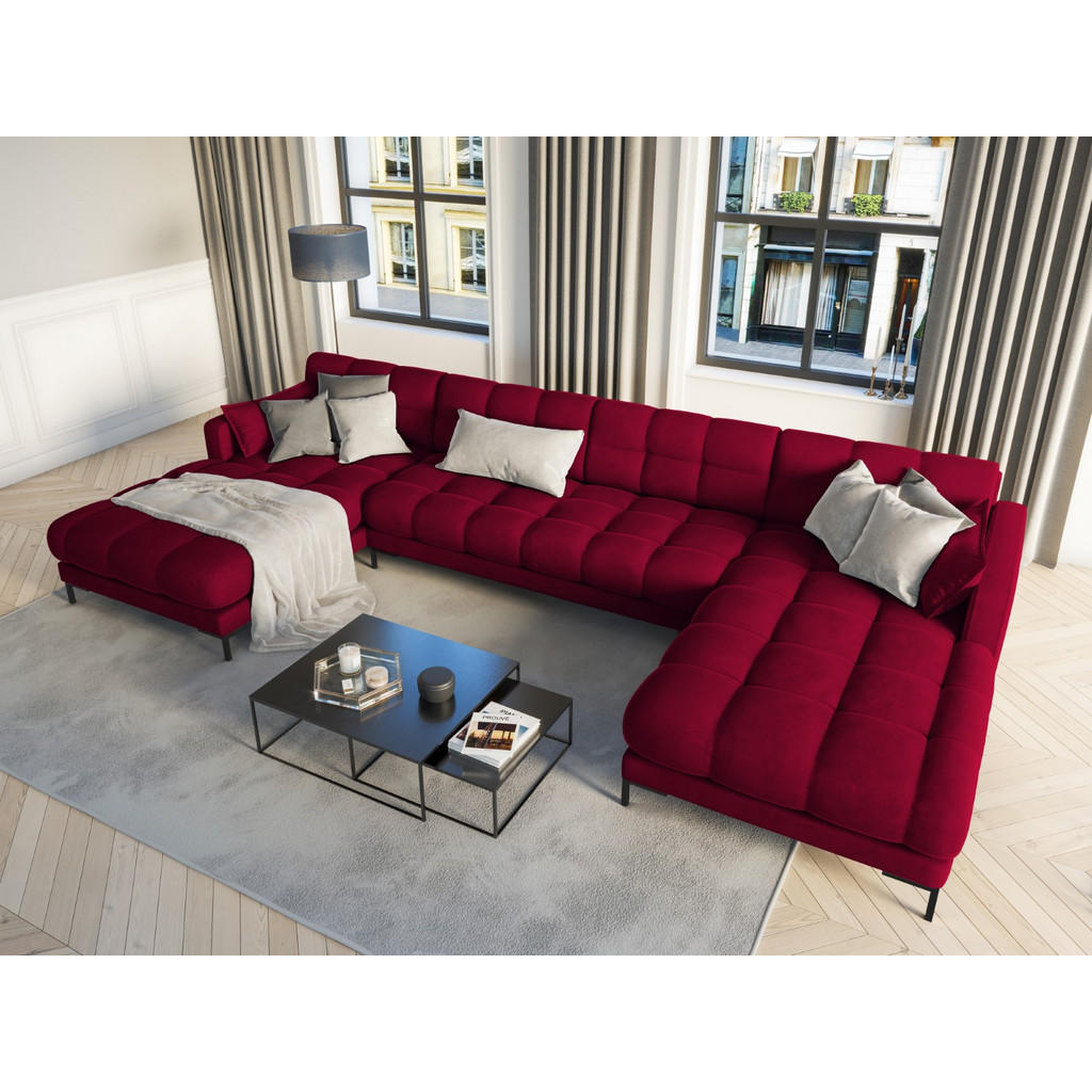 Thumbnail - Micadoni Panoramasofa, Rot, Textil, 6-Sitzer, U-Form, 185x75x383 cm, Hergestellt in Europa, Oeko-Tex®, Wohnzimmer, Sofas...