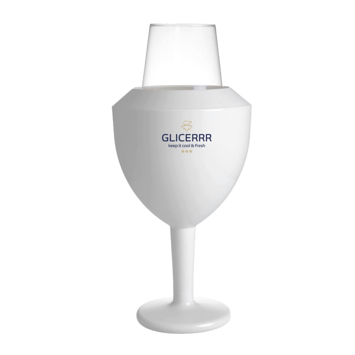 WEINGLASKÜHLER - und Halterset + Glas - Weiß, Kunststoff (0.1L)