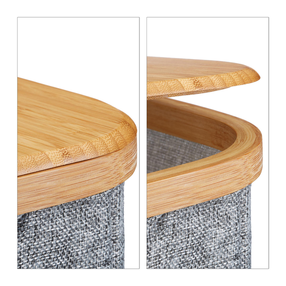 AUFBEWAHRUNGSKORB - Grau, Holz/Textil (33/25/33cm) - Relaxdays