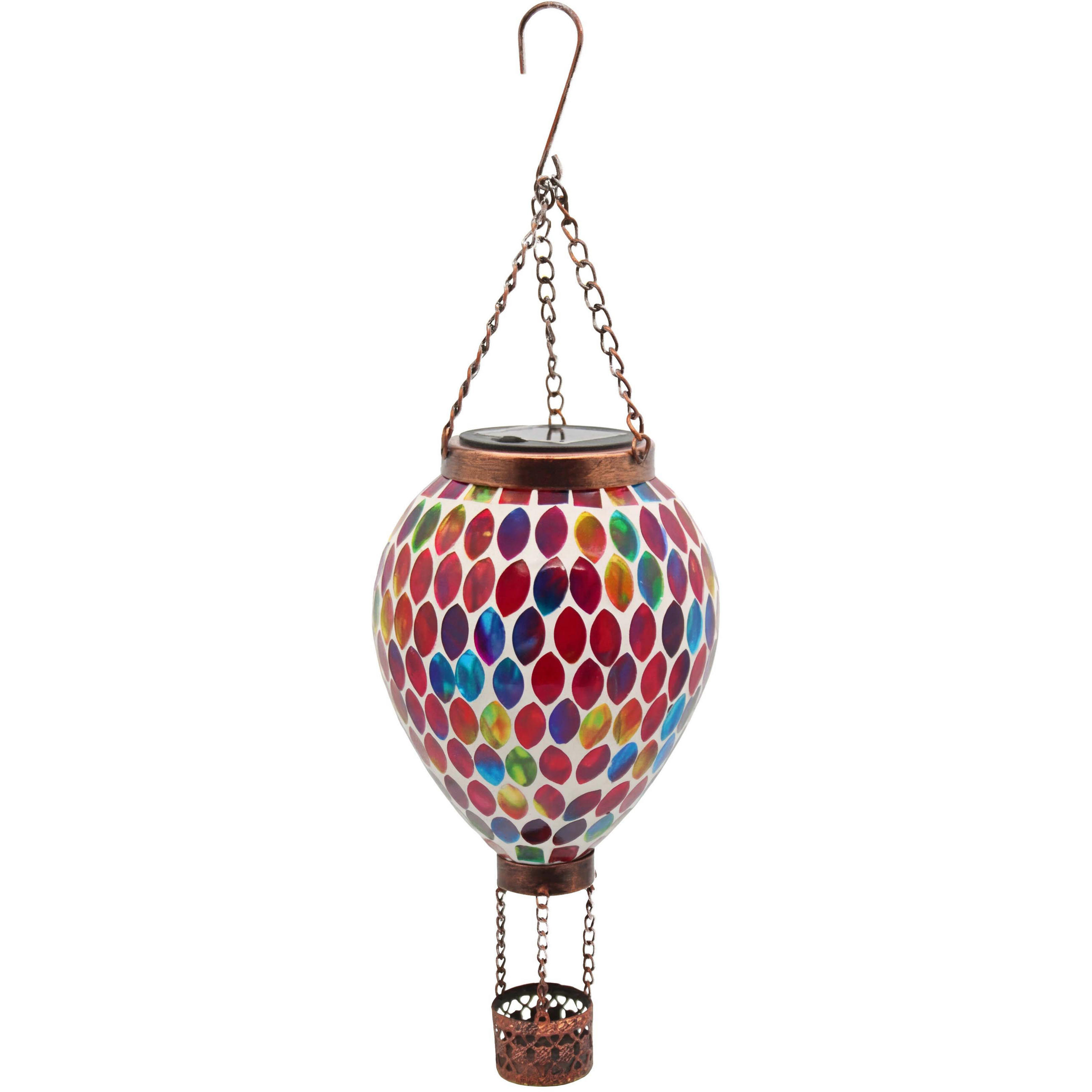 LED-SOLAR Mosaik Hängeleuchte mit Dämmerungssensor Glas Ø14x43cm - Bronzefarben, Glas (14/14/43cm) - Northpoint