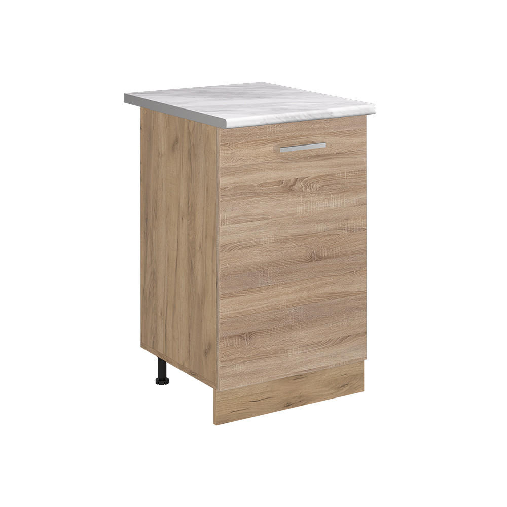 SPODNJA OMARICA ZA KUHINJO R-Line, Sonoma/Zlati hrast z močjo, 50 cm pracovní deska Mramor - barve hrasta/hrast sonoma, leseni material (50/81.6/60cm) - Vicco