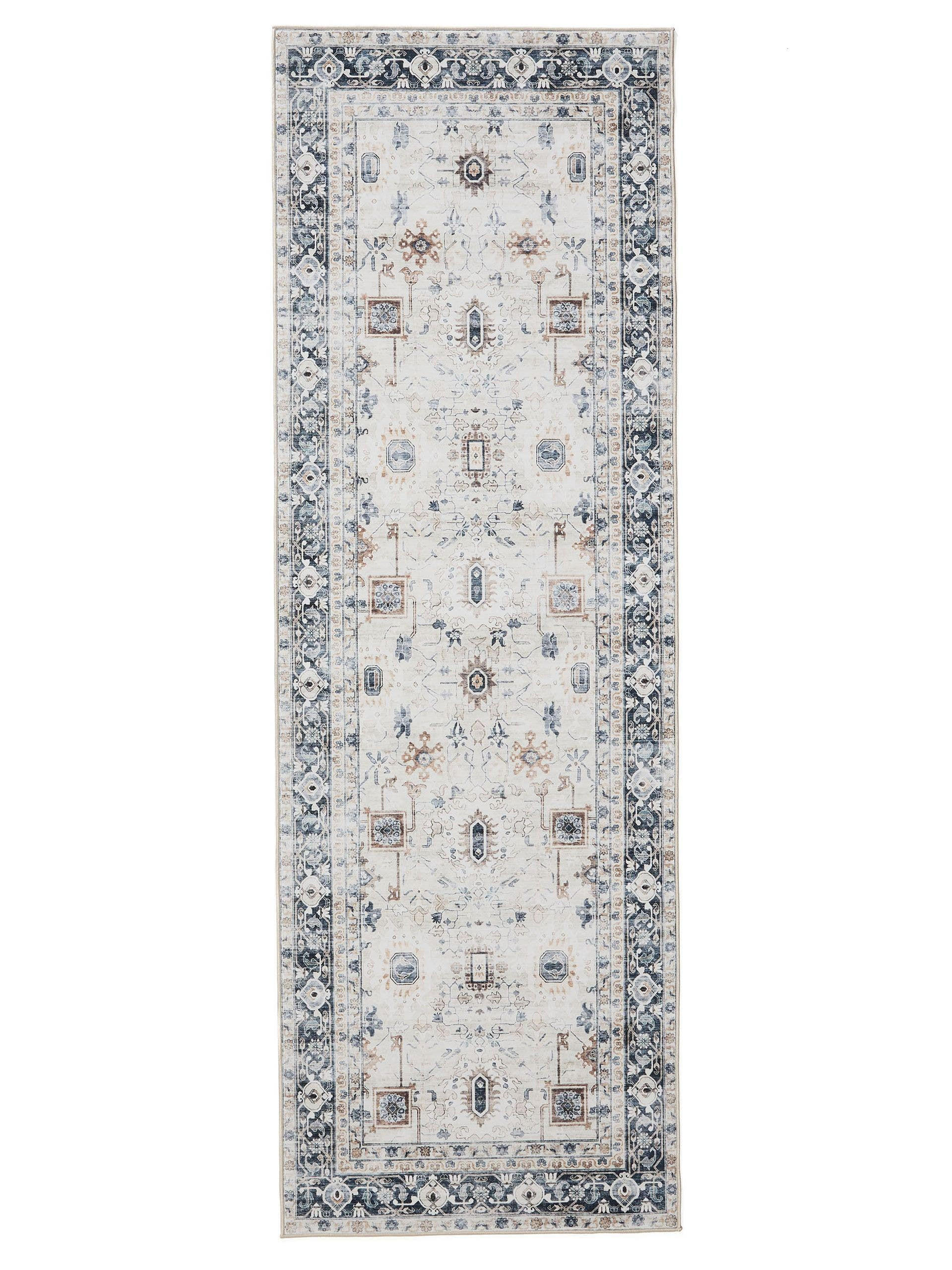 VINTAGE-LÄUFER George waschbar 80x240 cm - Creme/Grau, Kunststoff (80/240cm) - benuta