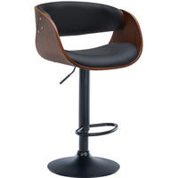 BARHOCKER Lederlook walnuss/schwarz - Schwarz, Textil/Metall (52/87/52cm) - CLP