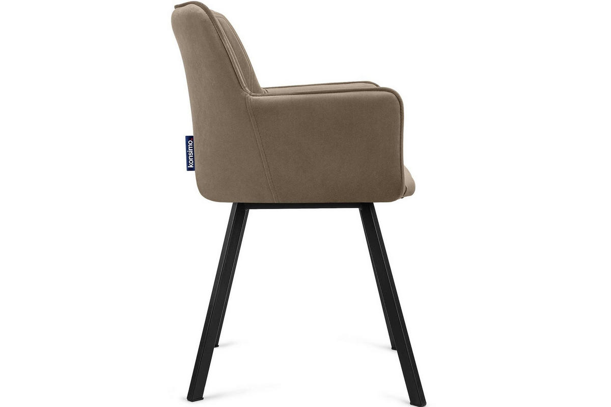 ESSZIMMERSTUHLE PYRUS 2-tlg Velours-Sitz, Beige/schwarz - Beige/Schwarz, Textil/Metall (56/84/46cm) - KONSIMO®