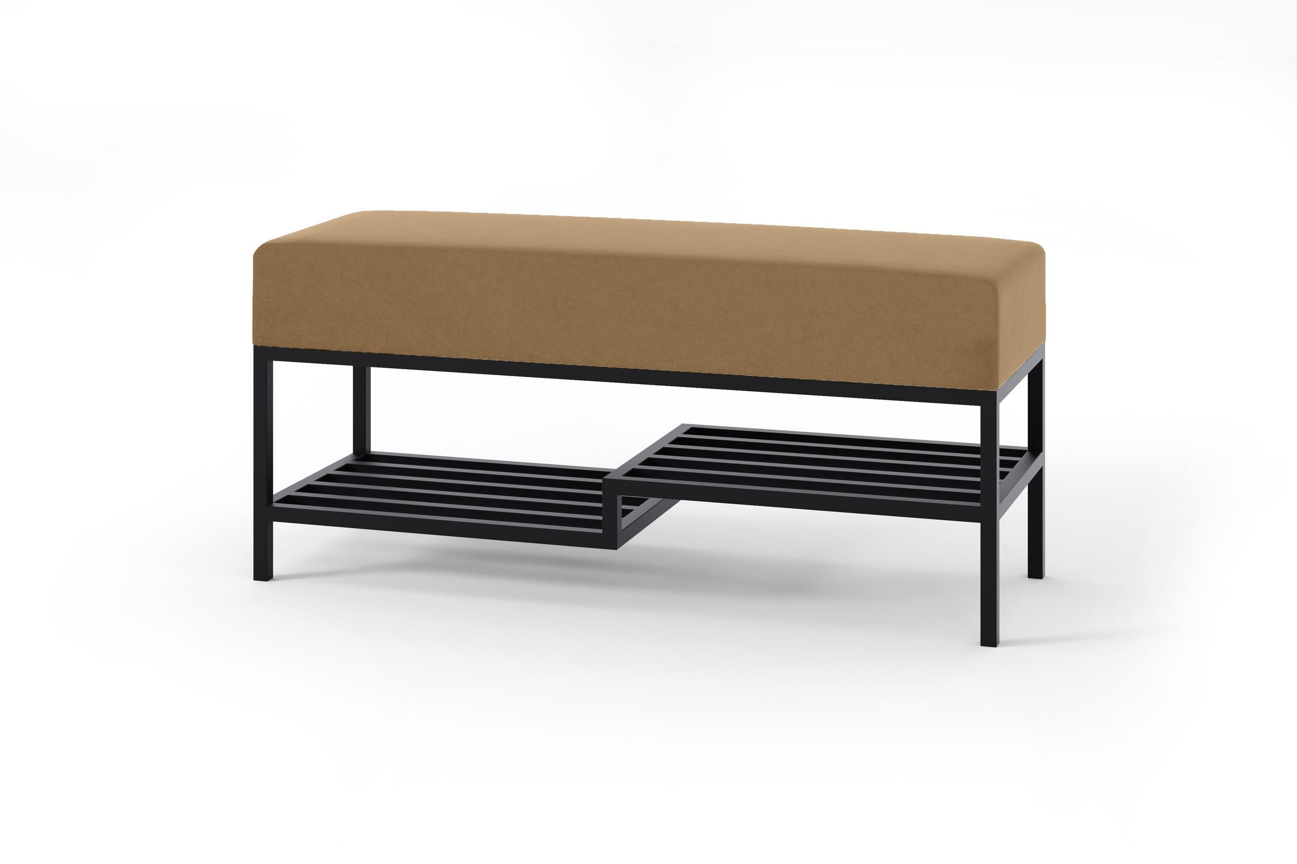 POLSTERBANK MELLO 80 Dunkelbeige, Schwarzes Gestell - Beige/Schwarz, Textil/Metall (80/45/35cm) - Bettso