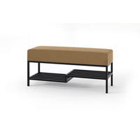 POLSTERBANK MELLO 80 Dunkelbeige, Schwarzes Gestell - Beige/Schwarz, Textil/Metall (80/45/35cm) - Bettso