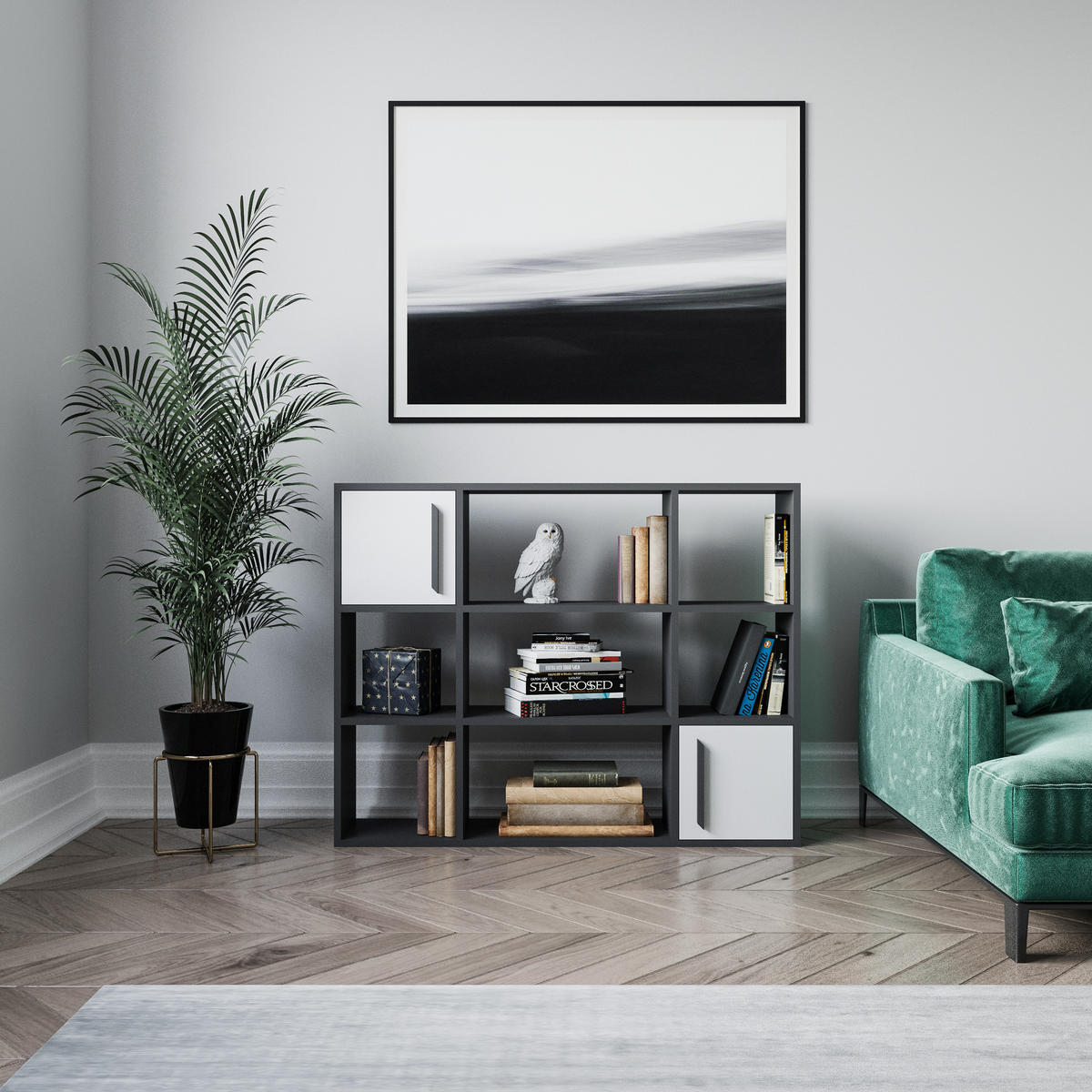 BÜCHERREGAL Randall Anthrazit Weiss - Weiß/Grau, Holzwerkstoff (25.4/94/120cm) - Decorotika