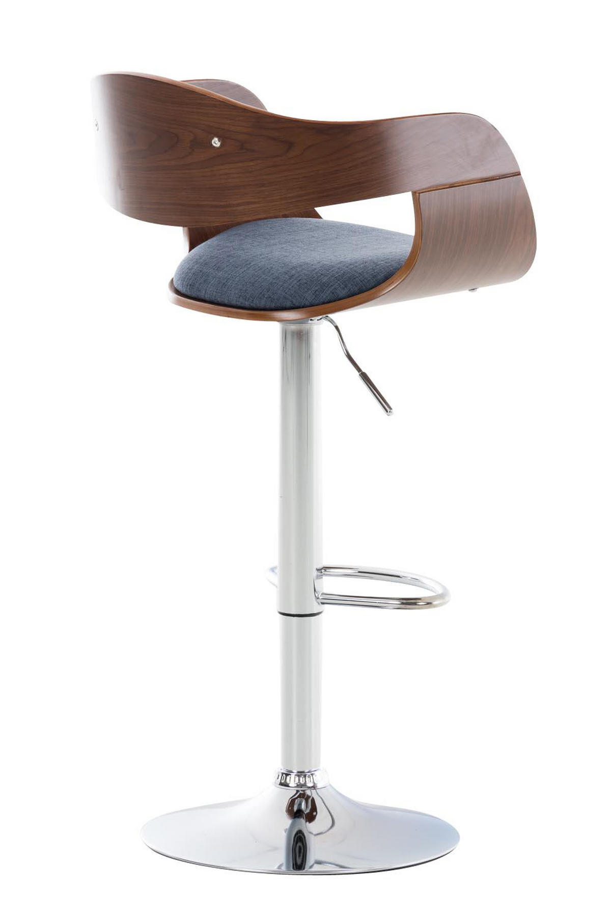 BARHOCKER 2er Set Stoff walnuss/blau - Chromfarben/Blau, Textil/Metall (50/88/48cm) - CLP