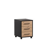 ROLLCONTAINER Raven 57x40x50 cm 3 Schubladen Eiche/Schwarz - Schwarz, Holz (40/57/50cm) - PROREGAL