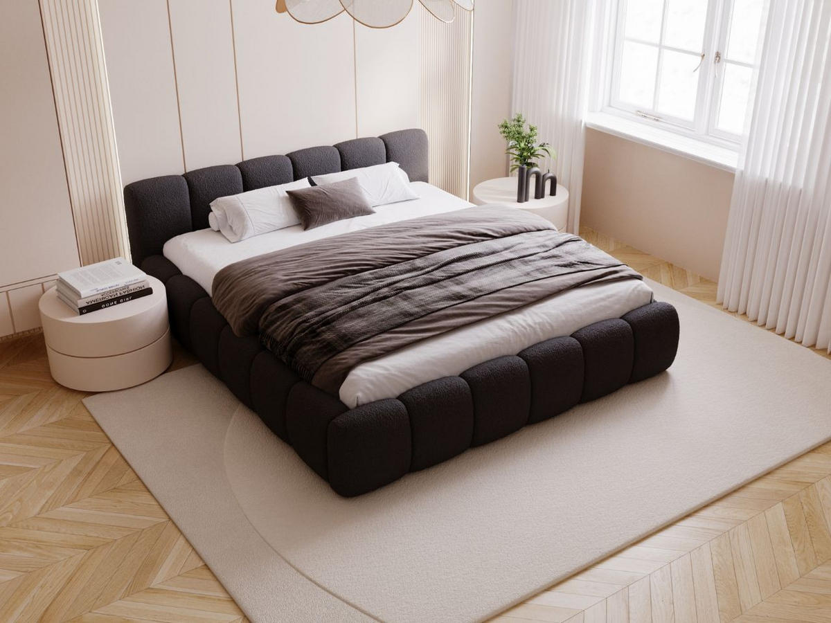 POLSTERBETT Cloud Low 180x200 Bouclé-Stoff Schwarz - Schwarz, Textil (180/200cm) - Graingold