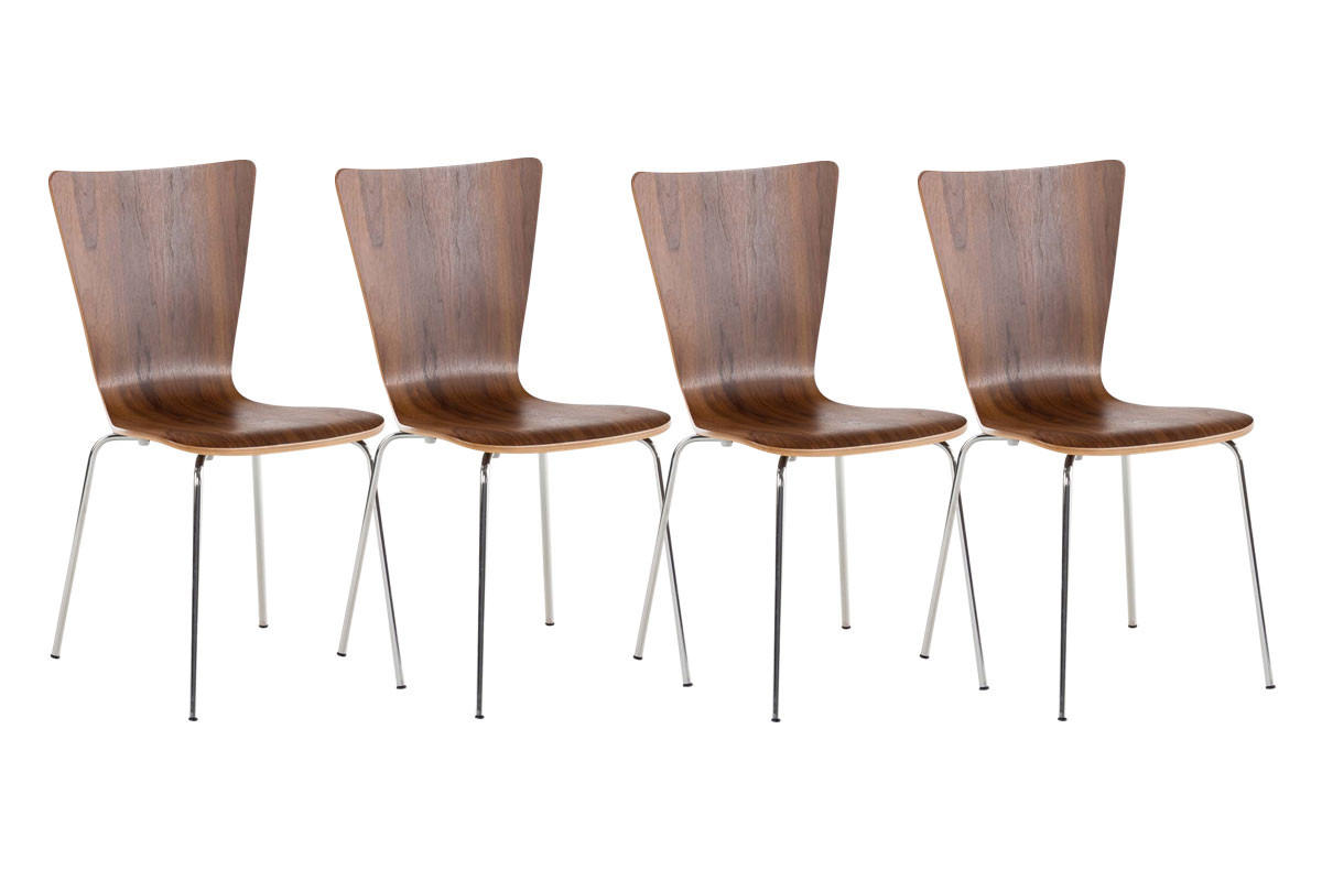 BESUCHERSTUHL 4er Set Tokyo Holz Walnuss Konferenzstuhl Bürostuhl - Walnussfarben, Holz (43/84/50cm) - DELUKE