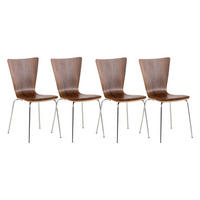 BESUCHERSTUHL 4er Set Tokyo Holz Walnuss Konferenzstuhl Bürostuhl - Walnussfarben, Holz (43/84/50cm) - DELUKE
