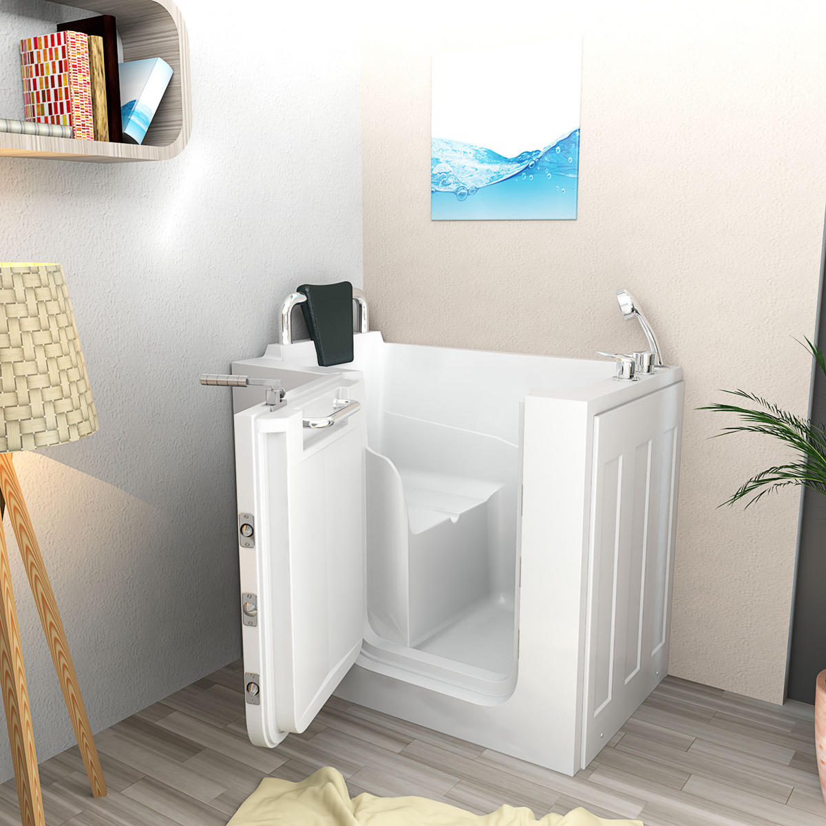 SENIORENWANNE S08-A-L Weiß - Weiß, Glas/Kunststoff (110/114/68cm) - AcquaVapore by Sandra Jentho