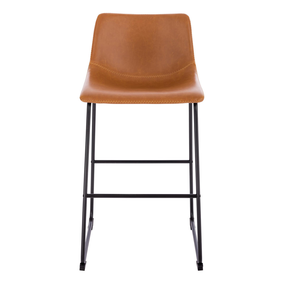 BARHOCKER JOHN 2er Set Kunstleder Cognac - Rotbraun, Textil (49/97/50cm) - SVITA