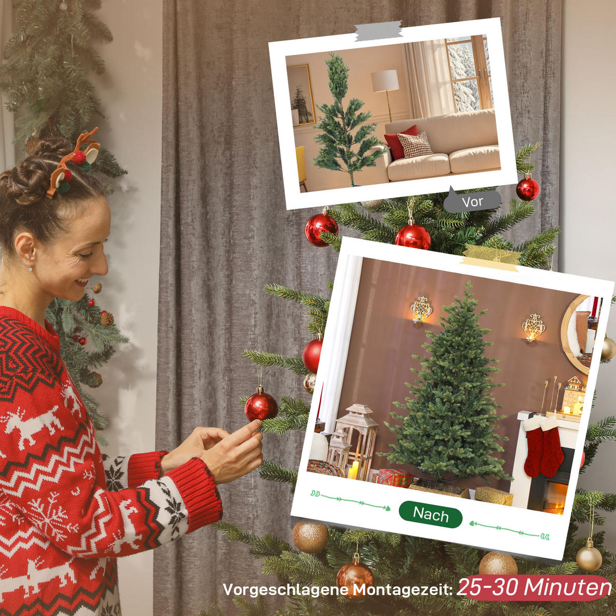 WEIHNACHTSBAUM künstlich 180 cm Christbaum mit dichten Zweigen Grün - Grün, Kunststoff (180cm) - HOMCOM