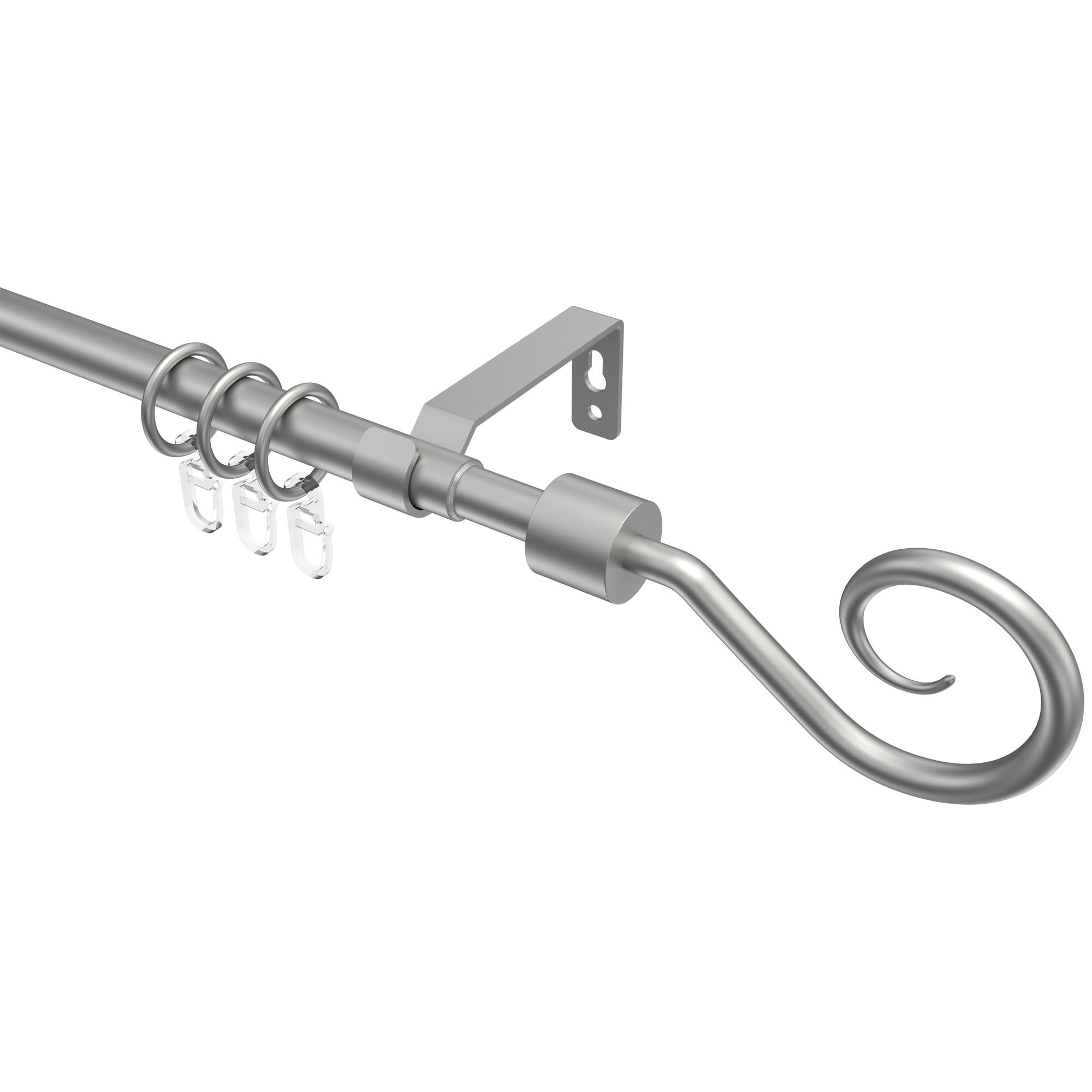 TELESKOP-GARDINENSTANGEN-SET Hera Helix 160-300 cm, 1-läufig, 16/13 mm Ø Silbergrau - Silberfarben/Alufarben, Kunststoff/Metall (300cm) - INTERDECO
