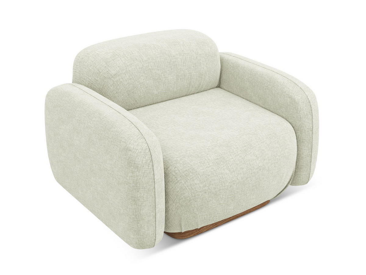 SESSEL Chenille Stoff Weiß - Weiß/Braun, Holz/Textil (110/73/95cm) - Makamii